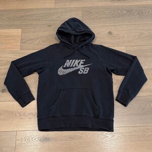 NIKE SB Black Cotton Fleece Pullover Active Long Sleeve Hoodie Size Small
